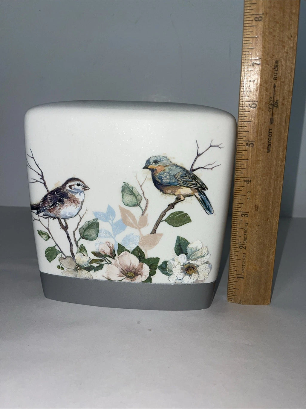 Avanti Love Tissue Box Cover Birds On Floral Branch 5.5” Square Heavyweight | eBay
