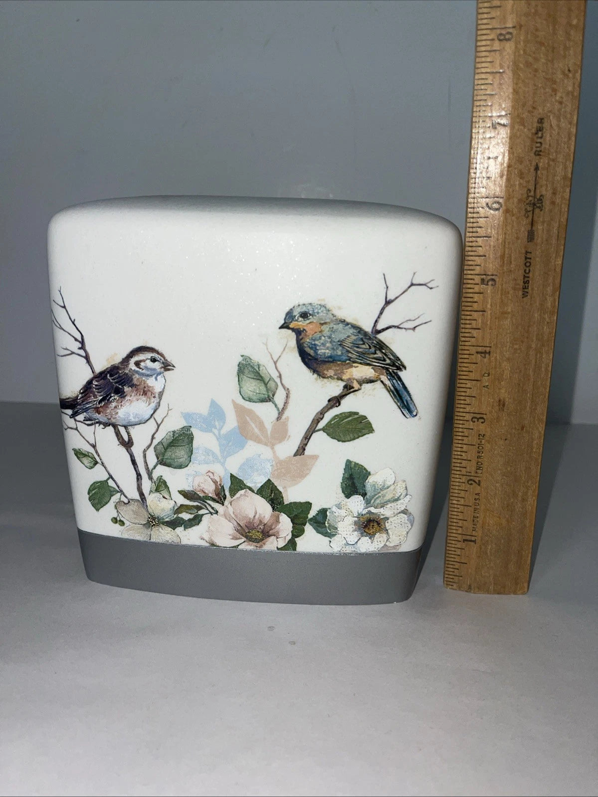 Avanti Love Tissue Box Cover Birds On Floral Branch 5.5” Square Heavyweight | eBay