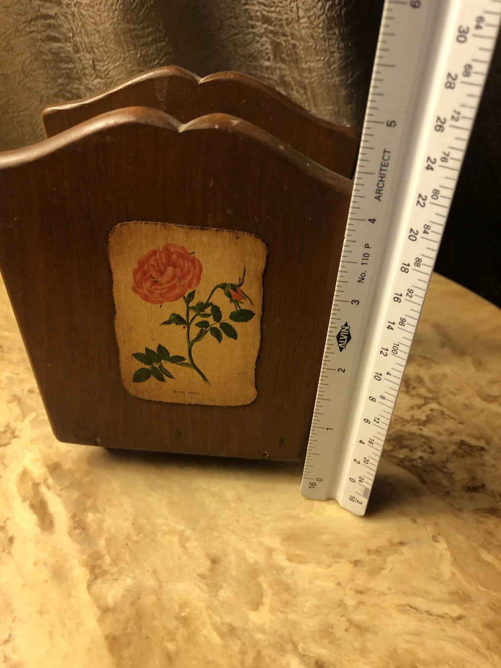 Wooden Napkin and Tissue Box with Floral Decals VTG | eBay