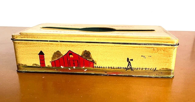 Vintage Metal Tissue Box Cover Hinged Tole Painted Wall Mount / Tabletop Signed | eBay