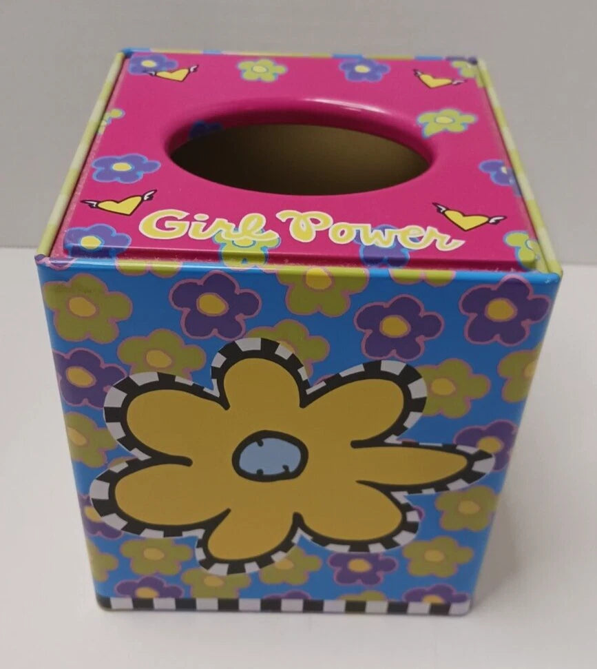 Vintage 2 Grrrls Tin Metal Tissue Box Cover Colorful Retro Style 2000 | eBay
