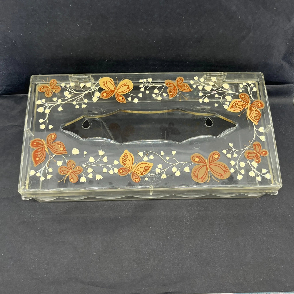 Vtg Acrylic Clear Tissue Box Cover Holder with Hinged Lid Butterflies Wolff | eBay