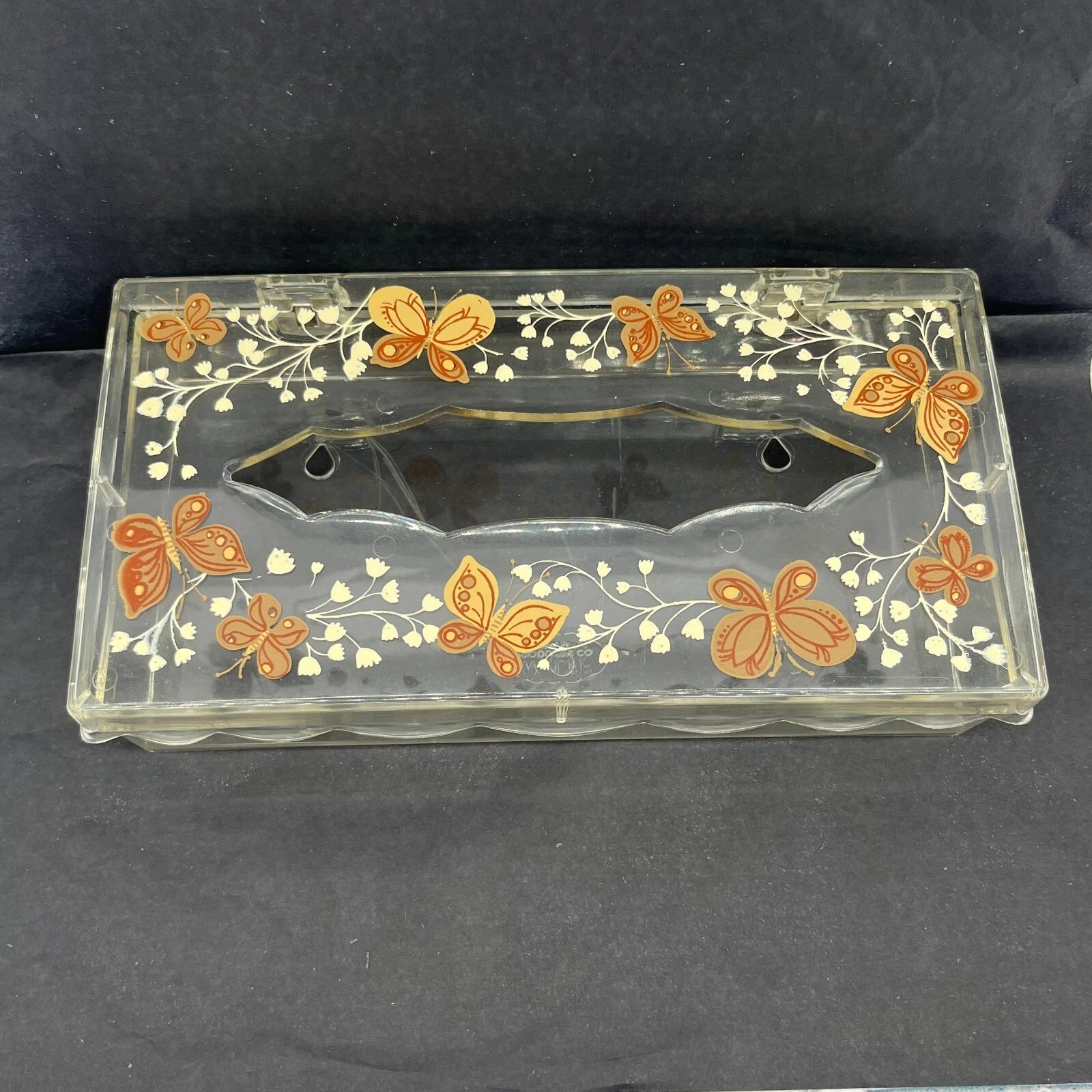 Vtg Acrylic Clear Tissue Box Cover Holder with Hinged Lid Butterflies Wolff | eBay