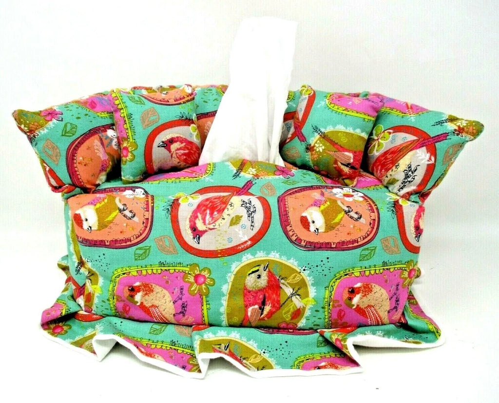 Tissue Box Cover Couch Handcrafted Sofa Bird Fabric Kitschy Cute | eBay