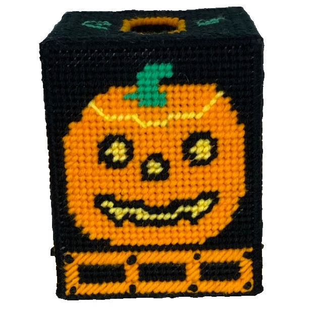 Pumpkin Jack O Lantern Halloween Plastic Canvas Tissue Box Holder | eBay
