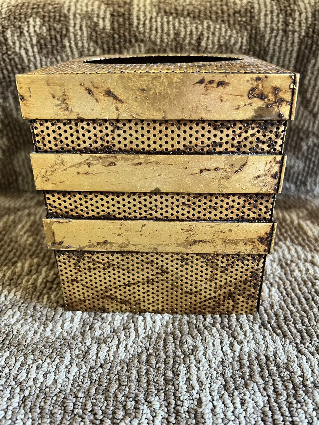 Vintage MCM Hollywood Recency Aged Gold Metal Square Tissue Box Cover | eBay