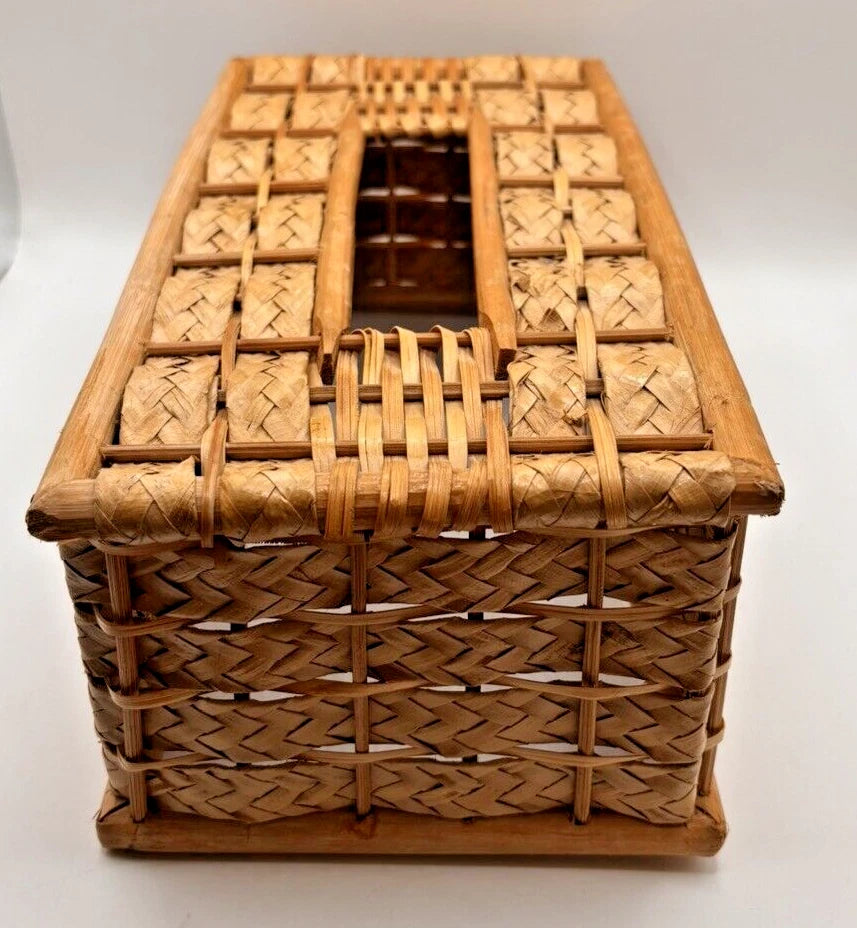 Wicker Straw Bamboo 70's Tissue Box Cover Woven Boho Shabby Chic Jungalow VTG | eBay