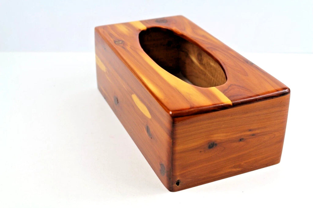 Vintage Cedar Wood Tissue Box Cover 10-1/2" X 5-3/8" X3-5/8" Oval Opening | eBay
