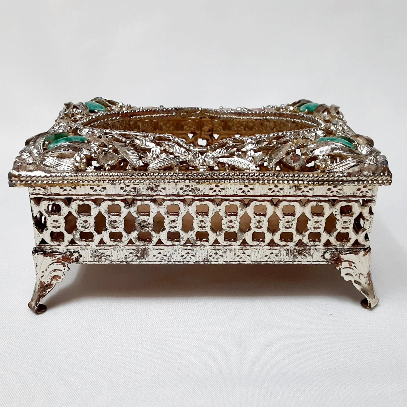 Vtg Footed Metal Pocket Tissue Box Ornate Jeweled Hollywood Regency , As-Is | eBay