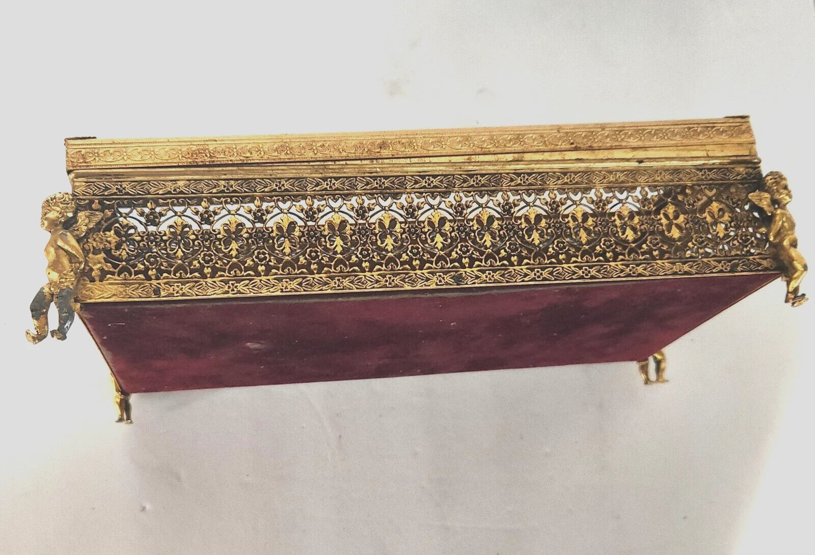 1940's Hollywood Regency Tissue Box Holder Cherub Feet Brass Filigree Gold Tone | eBay