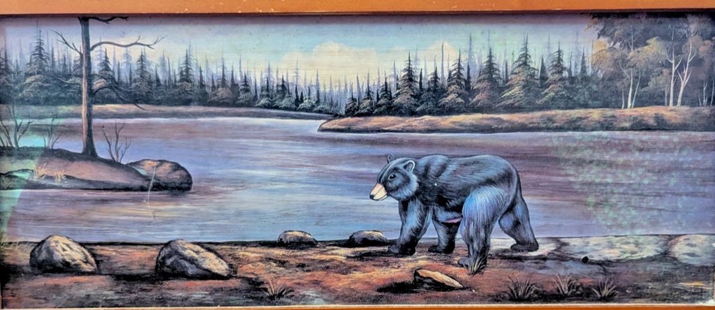 VTG Wooden Tissue Box Bear Forest Scene Rustic Cabin Decor | eBay