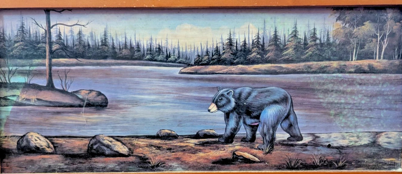 VTG Wooden Tissue Box Bear Forest Scene Rustic Cabin Decor | eBay