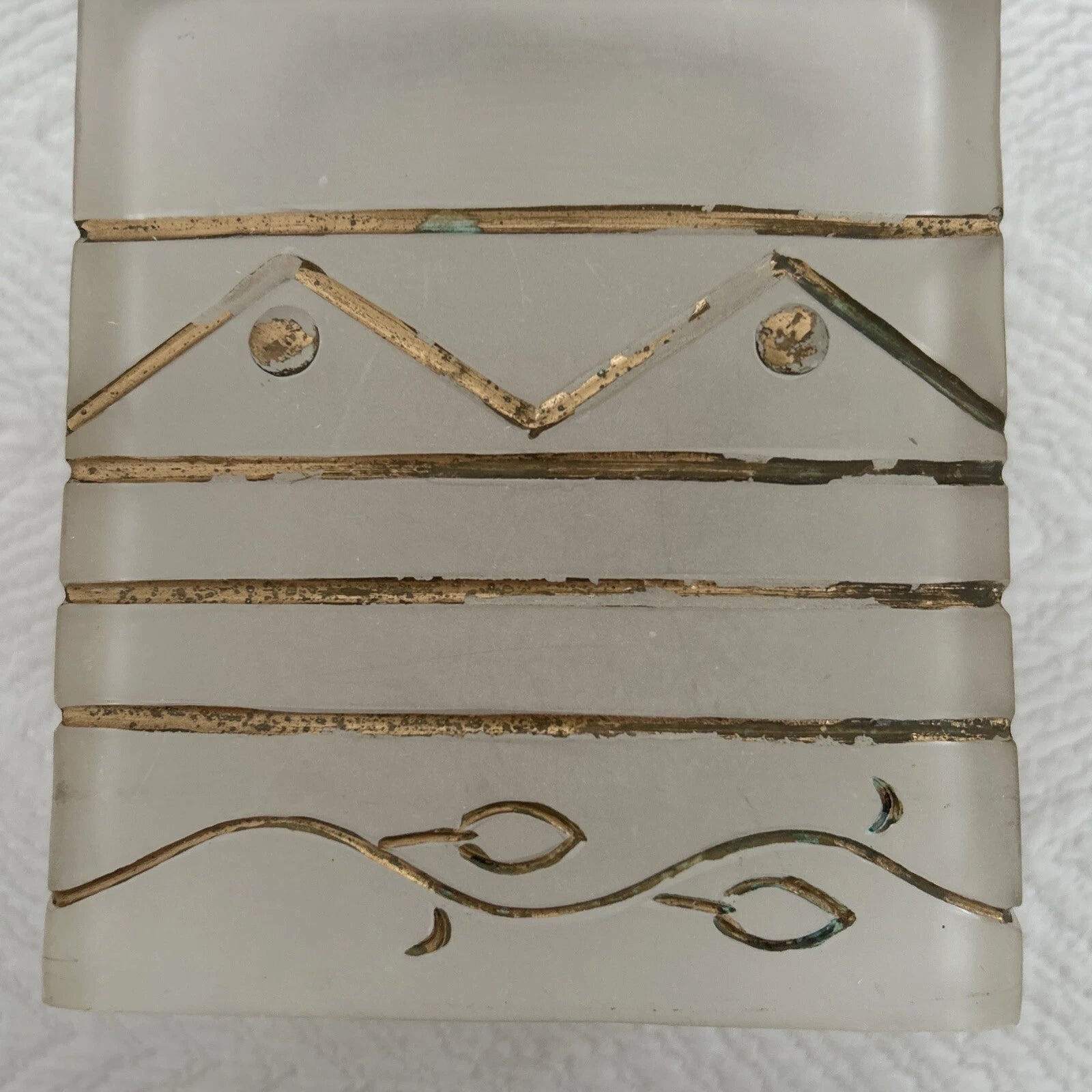 Wamsutta Monique Tissue Cube Box Cover Frosted Clear Resin Gold Accent Preowned | eBay