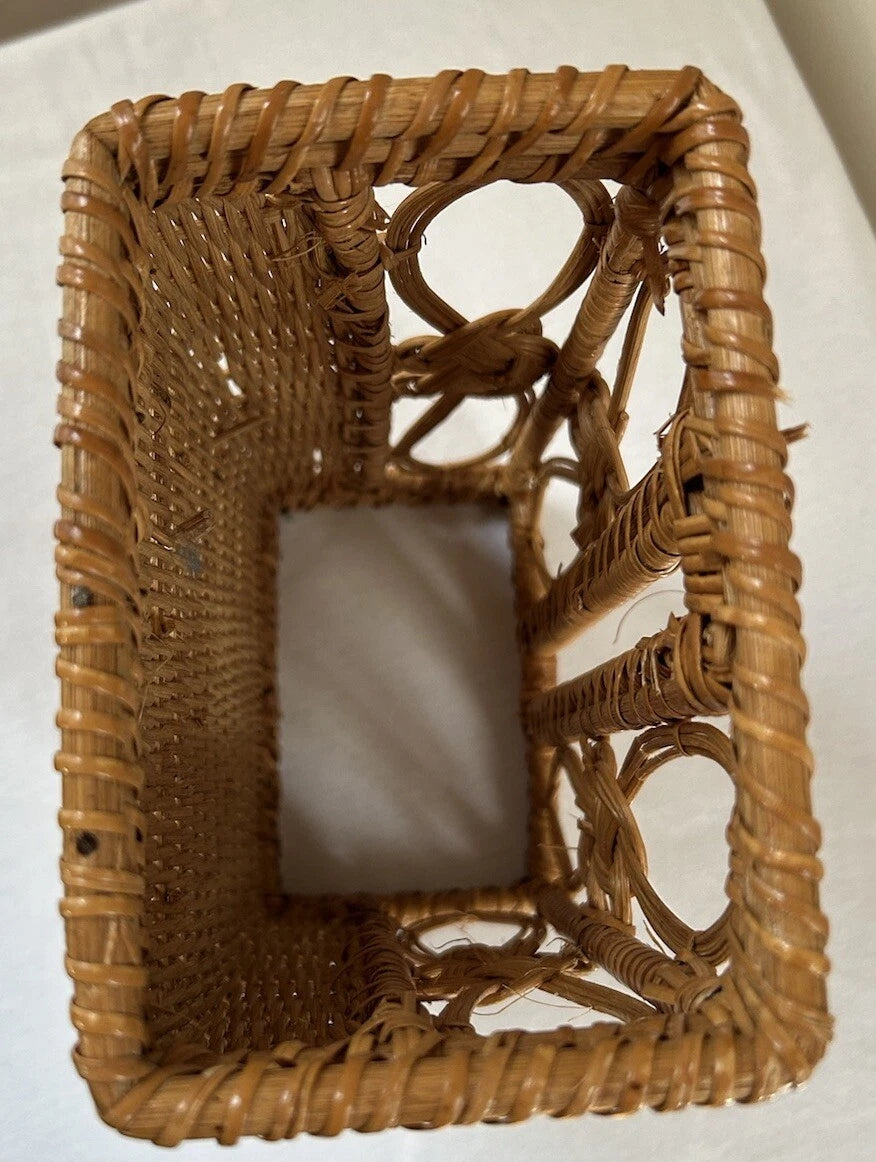 Vintage Rattan Wicker Tissue Box Cover Holder 1970s Boho Bathroom READ | eBay