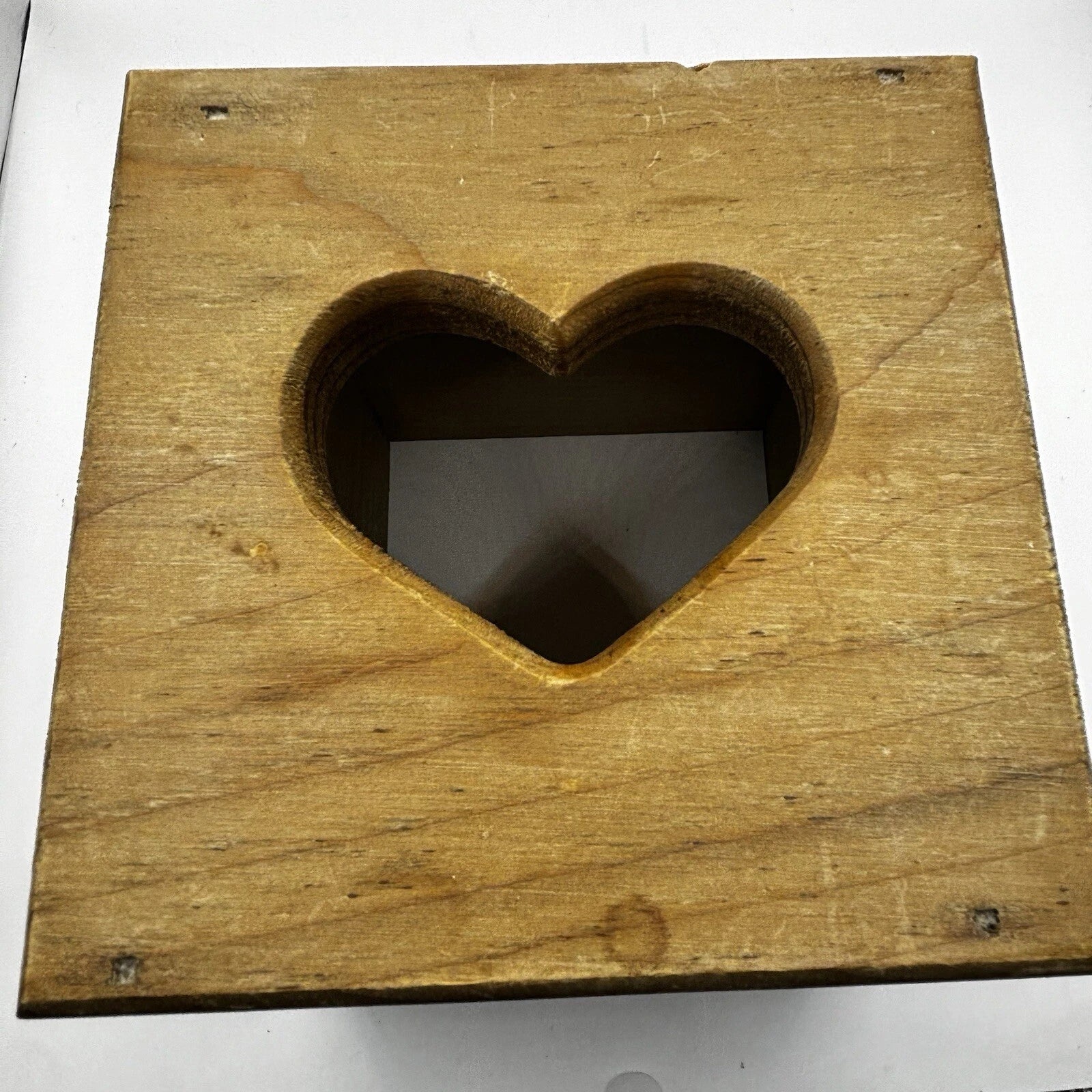 Solid Wood Carved Heart Apple Hand Painted Tissue Box Cottage Granny Core VTG | eBay