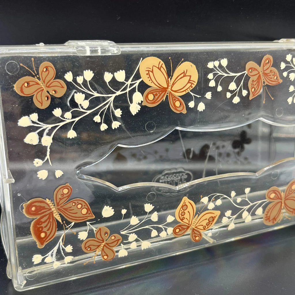 Vtg Acrylic Clear Tissue Box Cover Holder with Hinged Lid Butterflies Wolff | eBay