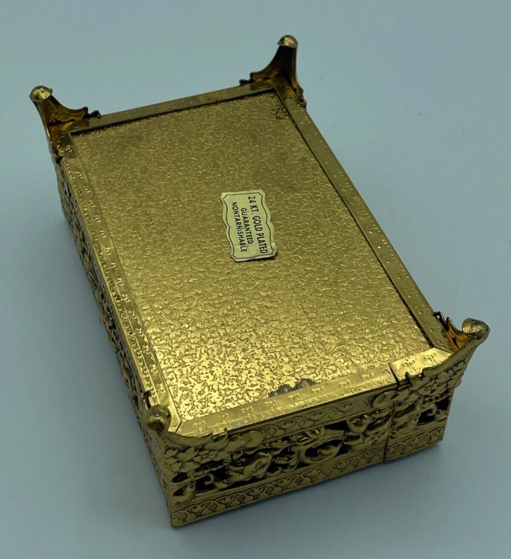 Vtg MCM 24kt Gold Plated Small Tissue Box holder Filigree Hollywood Regency | eBay