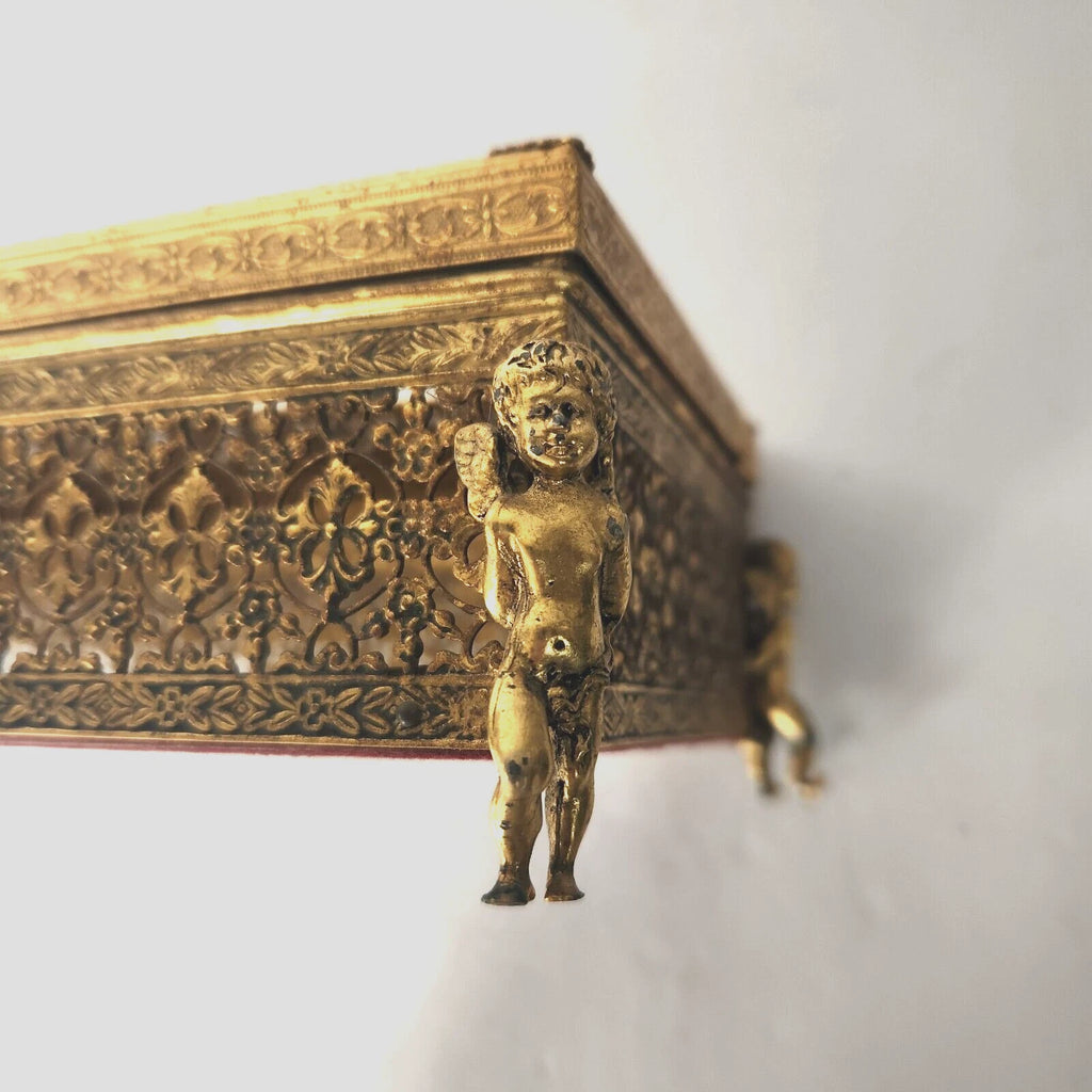 1940's Hollywood Regency Tissue Box Holder Cherub Feet Brass Filigree Gold Tone | eBay