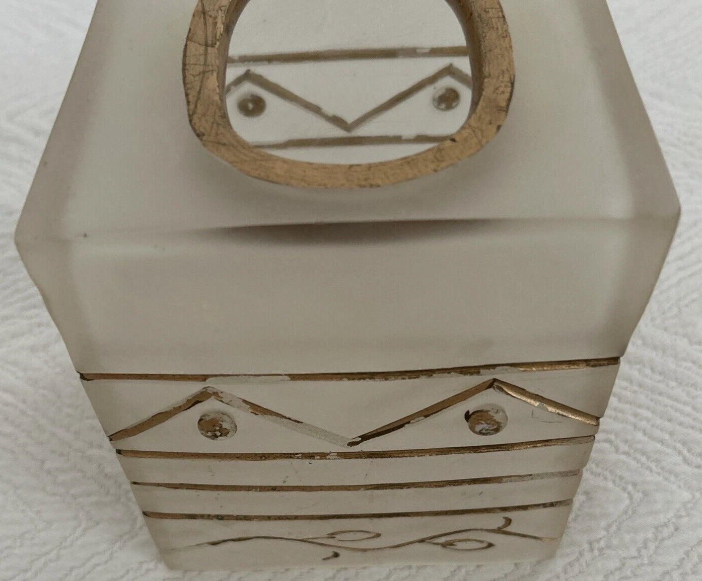 Wamsutta Monique Tissue Cube Box Cover Frosted Clear Resin Gold Accent Preowned | eBay