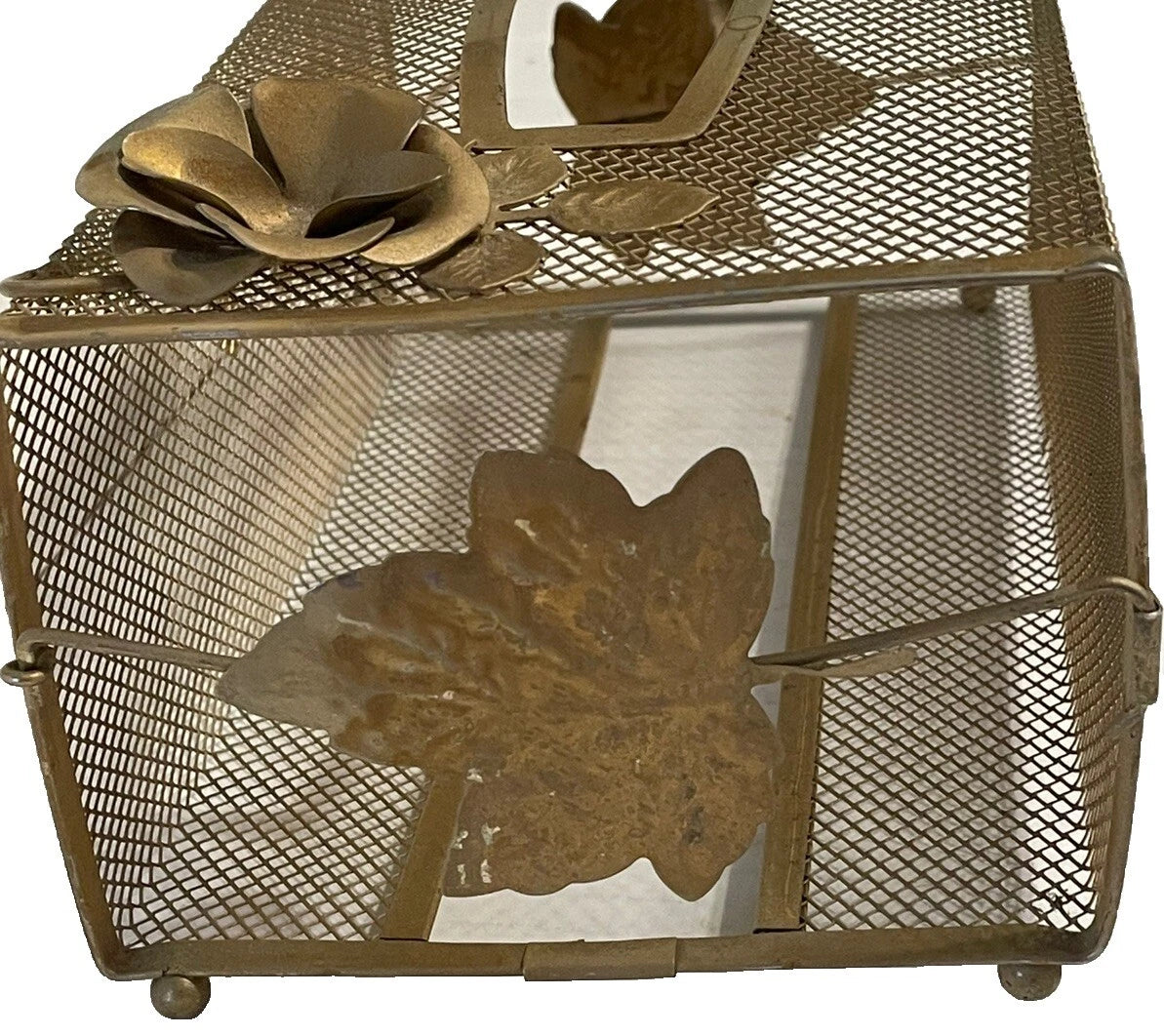Vintage Metal Mesh Floral Brass Tissue Box Cover Hollywood Regency Standard Size | eBay