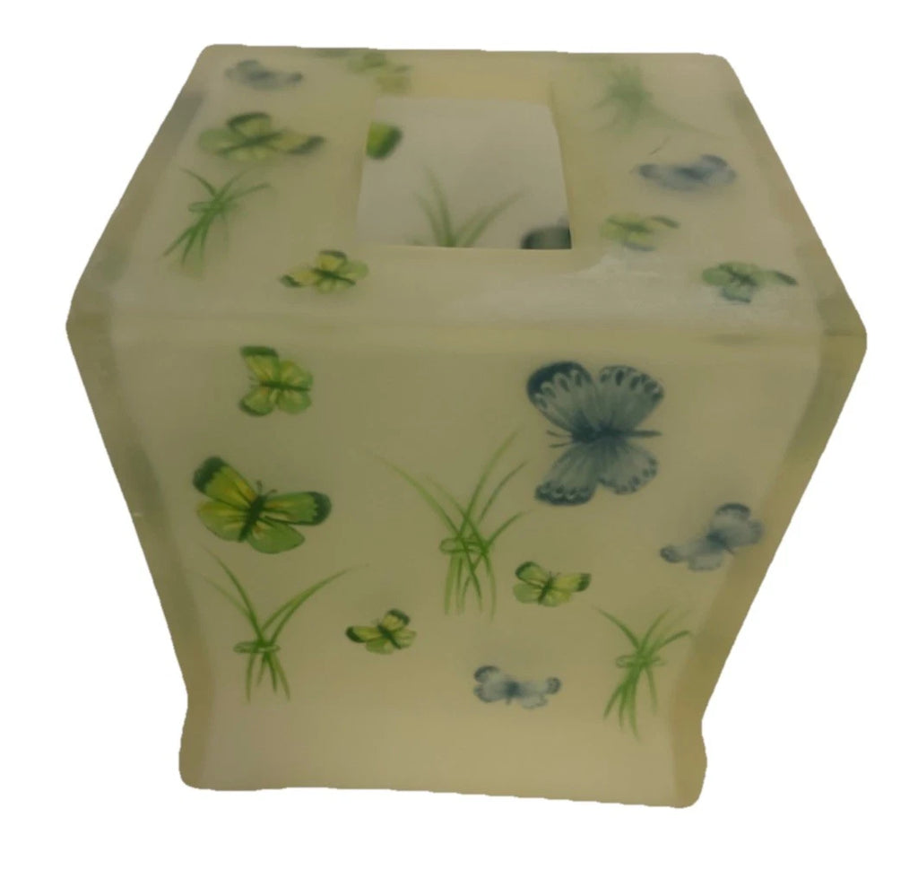 Glass Tissue Box Holder Butterflies Preowned Good Condition | eBay