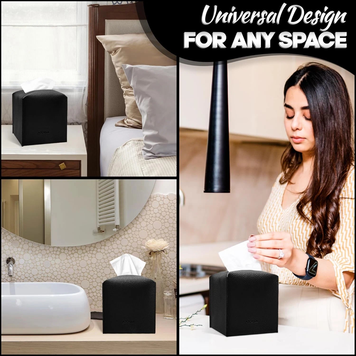 Tissue Box Cover Holder, PU Leather Tissue Box Cover Square with Bottom Belt, Cu | eBay