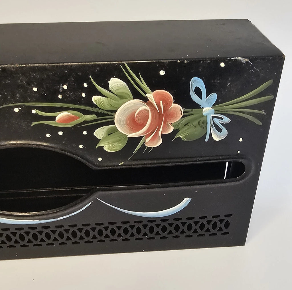 Vintage Black Toleware Metal Tissue Box Holder Shabby Chic Rectangular Hanging | eBay