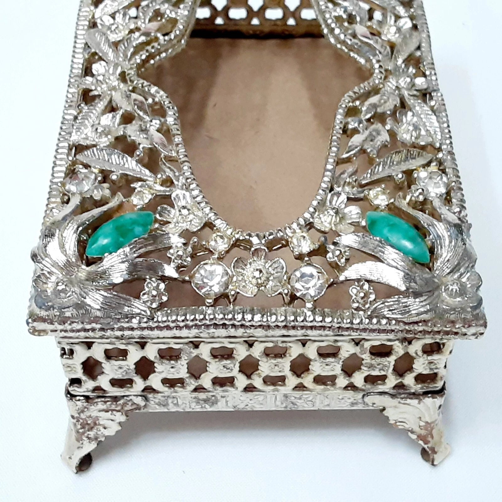 Vtg Footed Metal Pocket Tissue Box Ornate Jeweled Hollywood Regency , As-Is | eBay