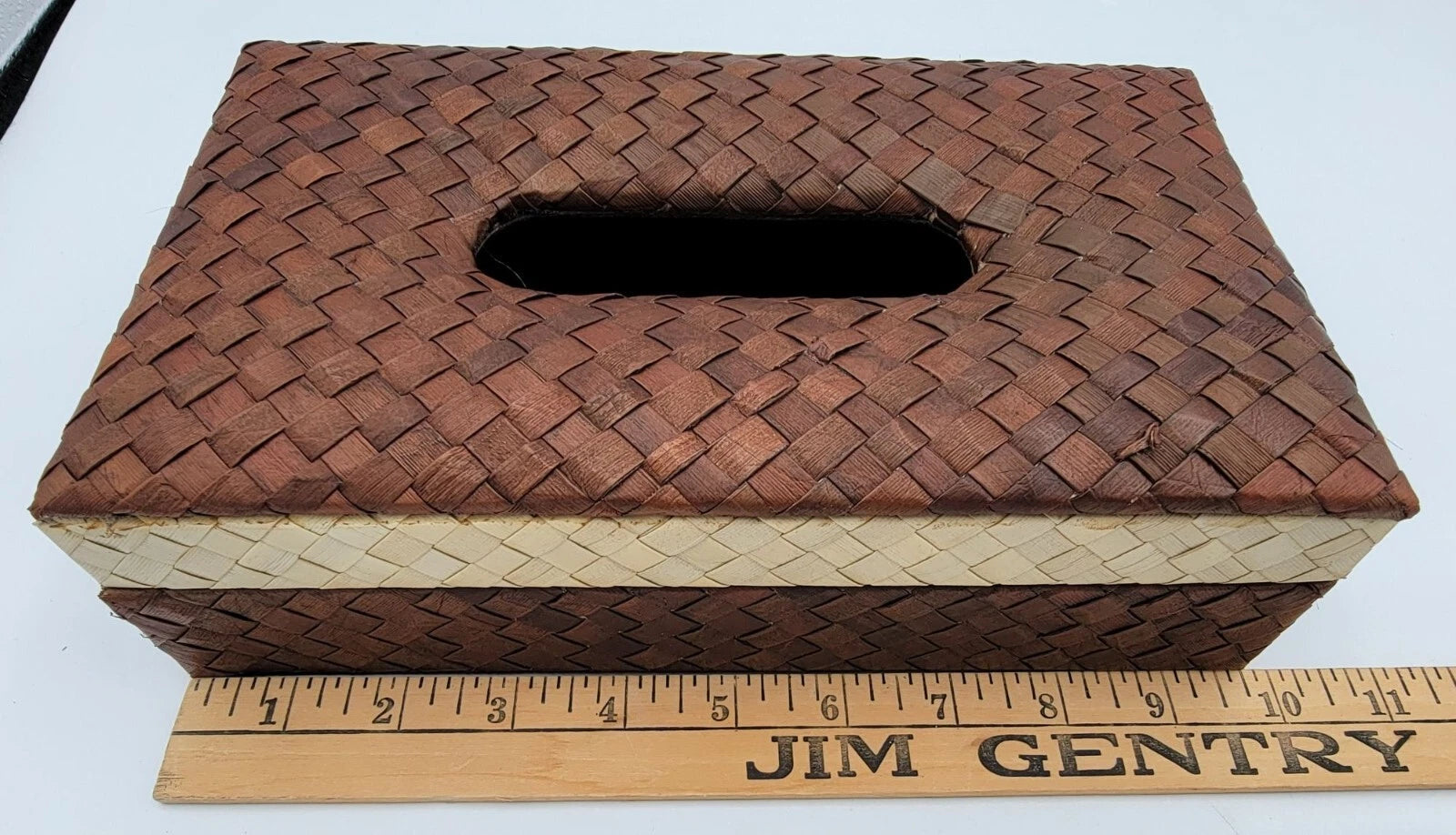 Retro Woven Rectangular Tissue Box Cover In Brown & Beige Natural Fiber Design | eBay