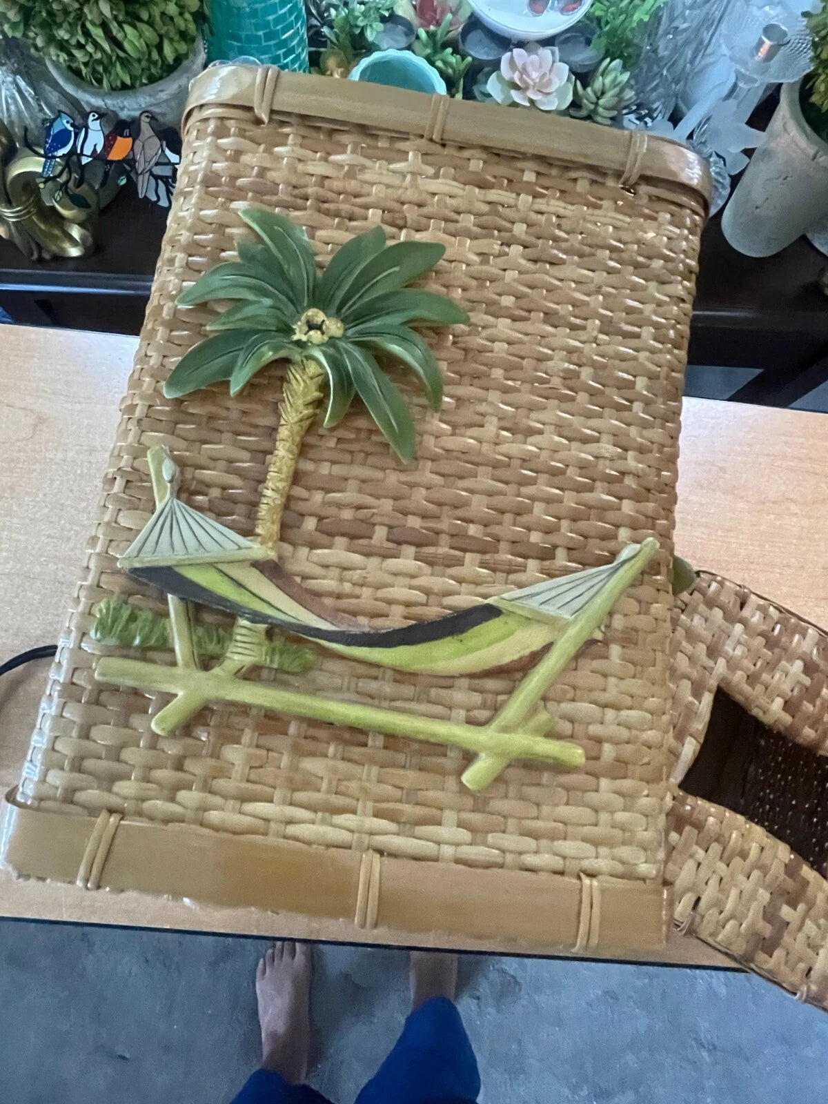 Wicker/Rattan Tropical Decor, Tissue Box /Box, Palm Tree & Hammock, Boho | eBay