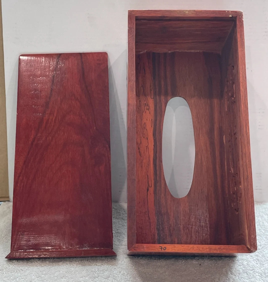 VINTAGE ASIAN WOODEN HAND CARVED TISSUE BOX COVER W/ INLAY DESIGN & SLIDING TRAY | eBay