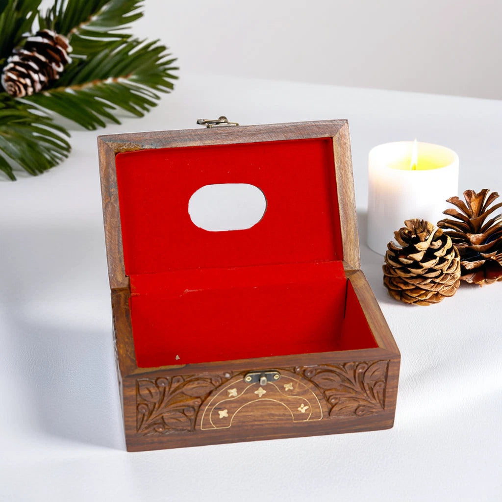Wooden Tissue Box 8x5x4 – Hand-Carved Floral Design, Durable & Decorative | eBay