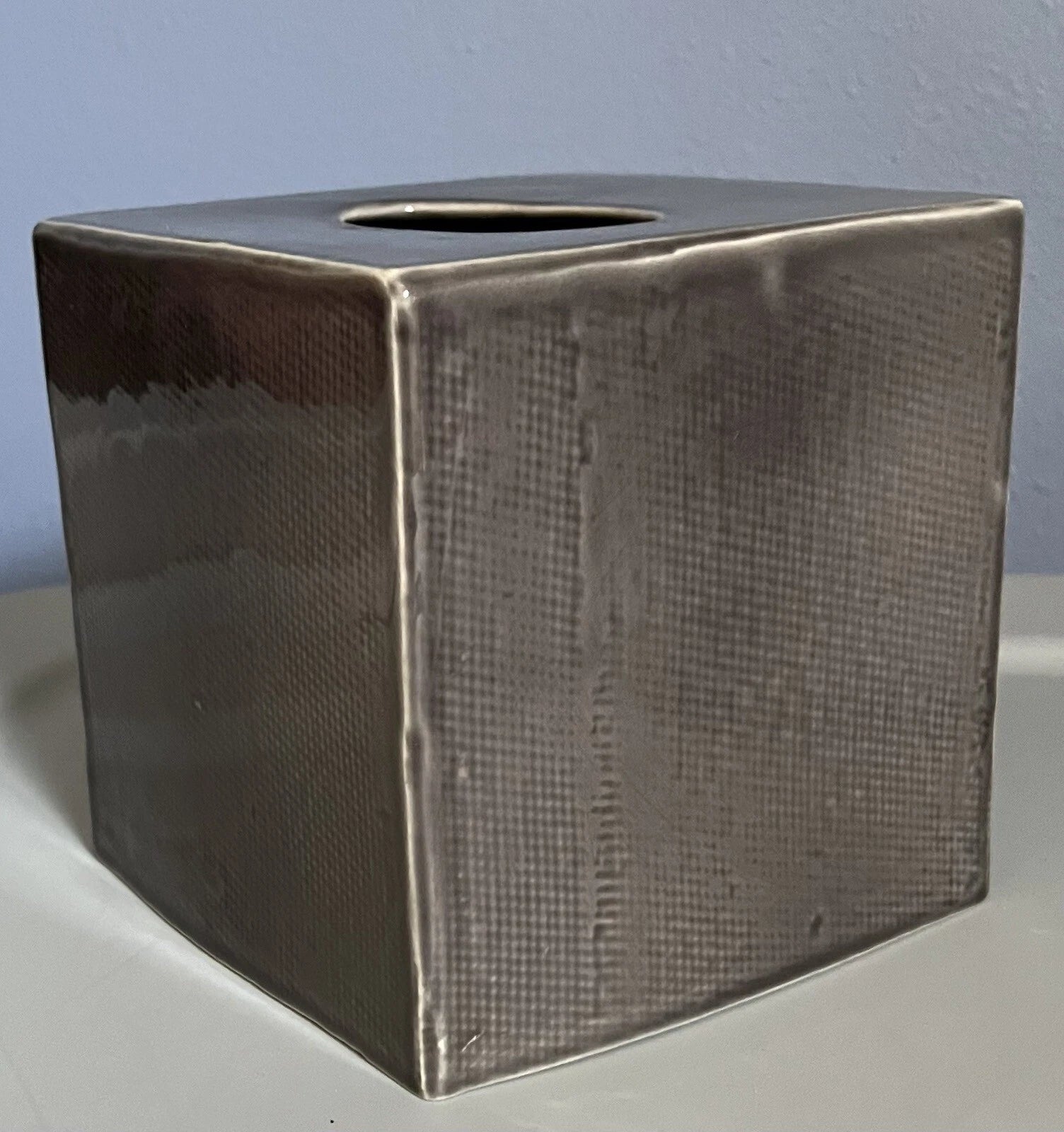 Pigeon & Poodle Cordoba Gray Burlap Tissue Box Square Ceramic Made in Portugal | eBay