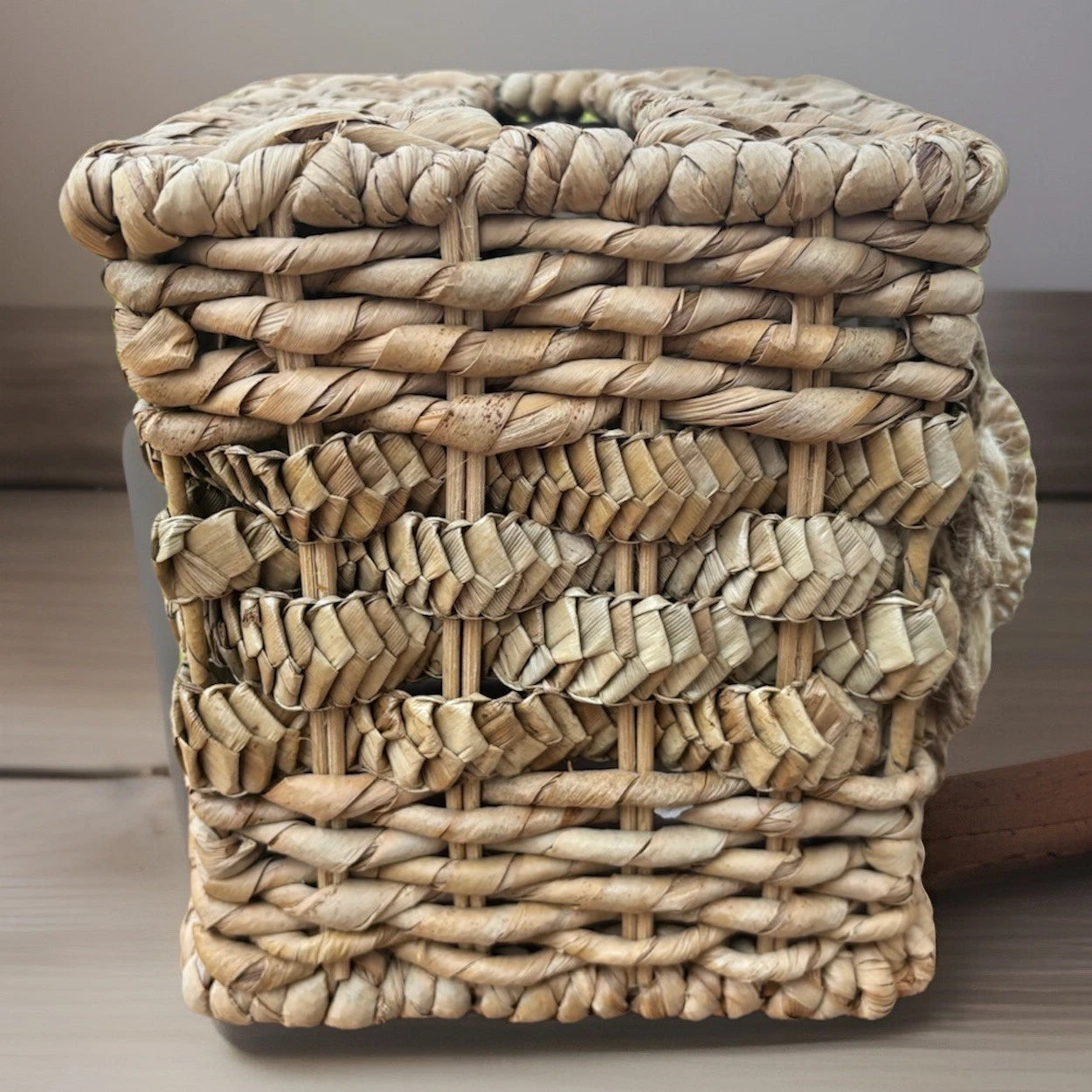 Vintage Rattan Wicker Jute Square Tissue Box Holder Flower Daisy Boho 6.5" X 6" | eBay