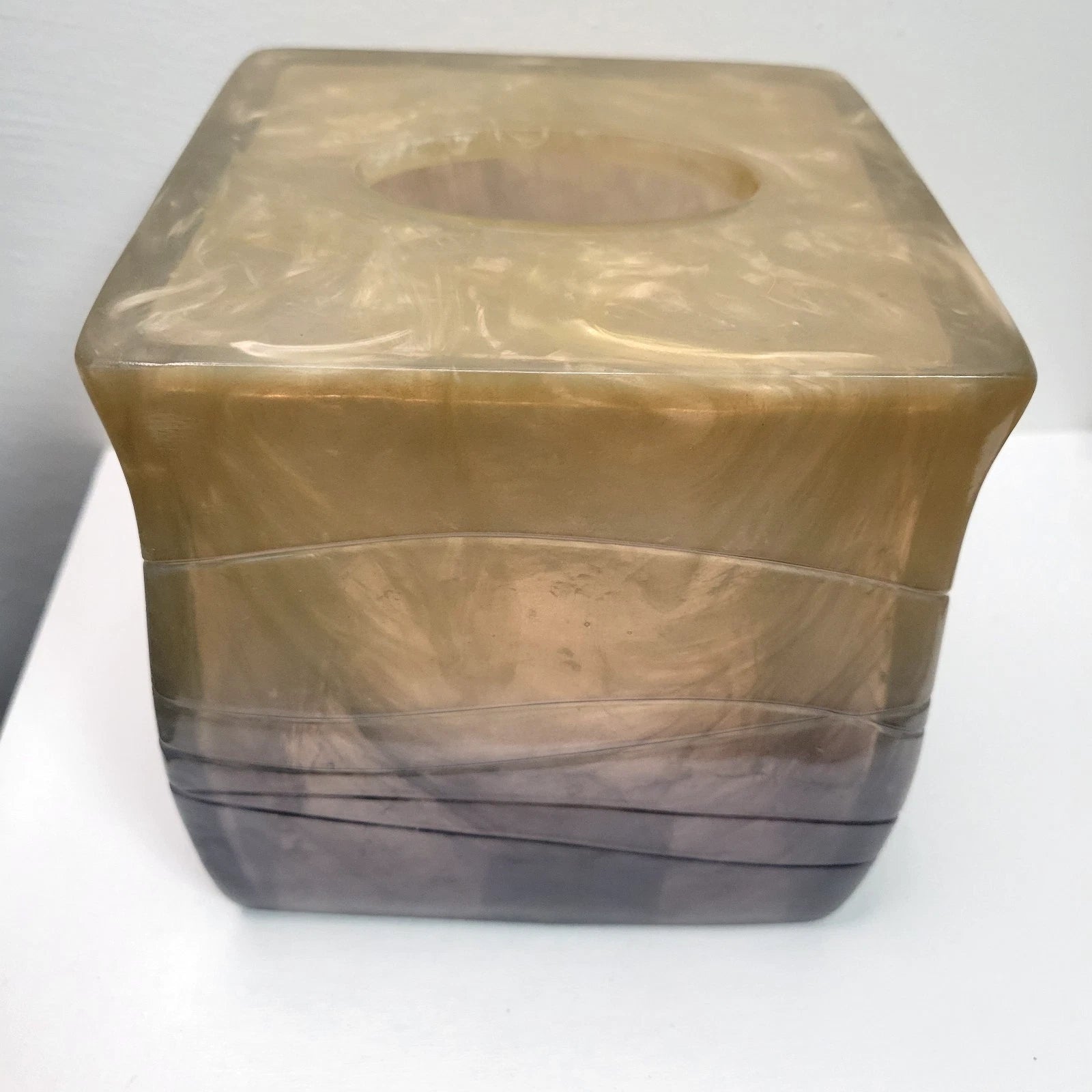 Bacova Guild Tissue Box Cube Cover Acrylic Translucent - Gemstone blue/brown $60 | eBay