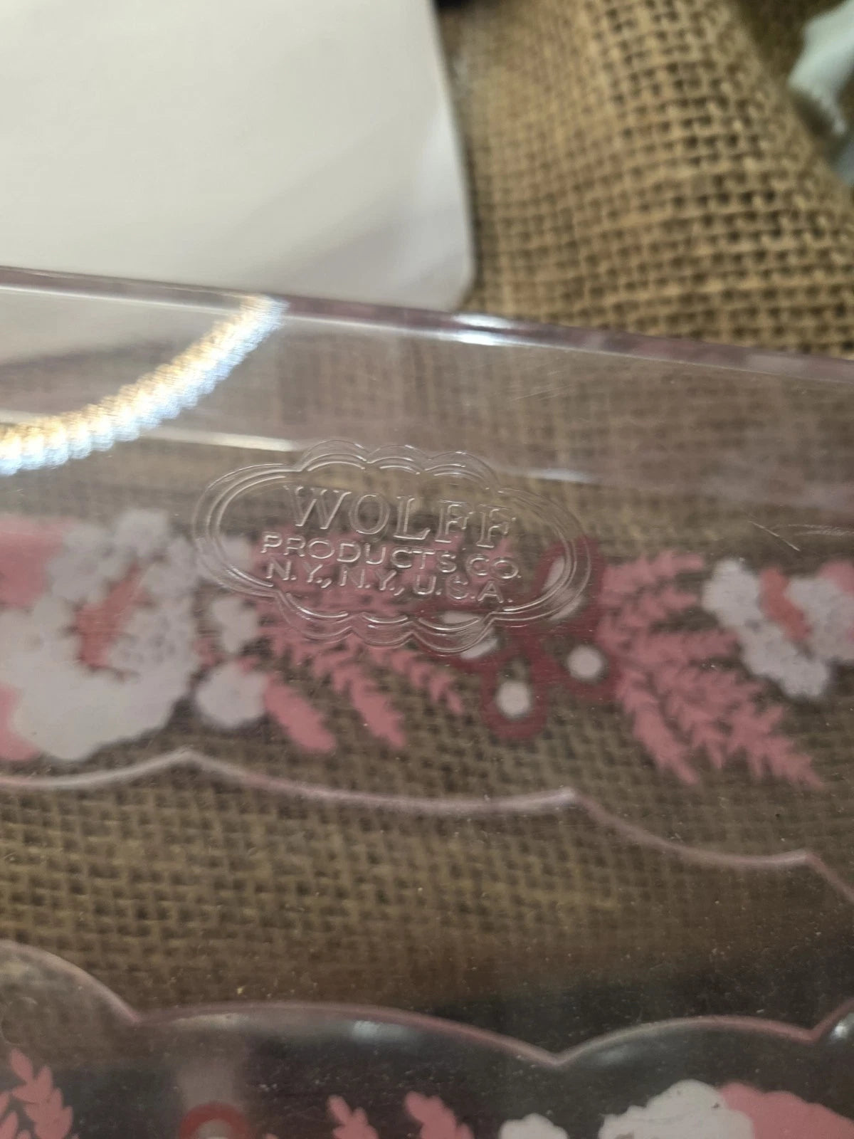 Vintage Wolff Clear Acrylic Pink Butterflies Scalloped Tissue Box Holder MCM | eBay