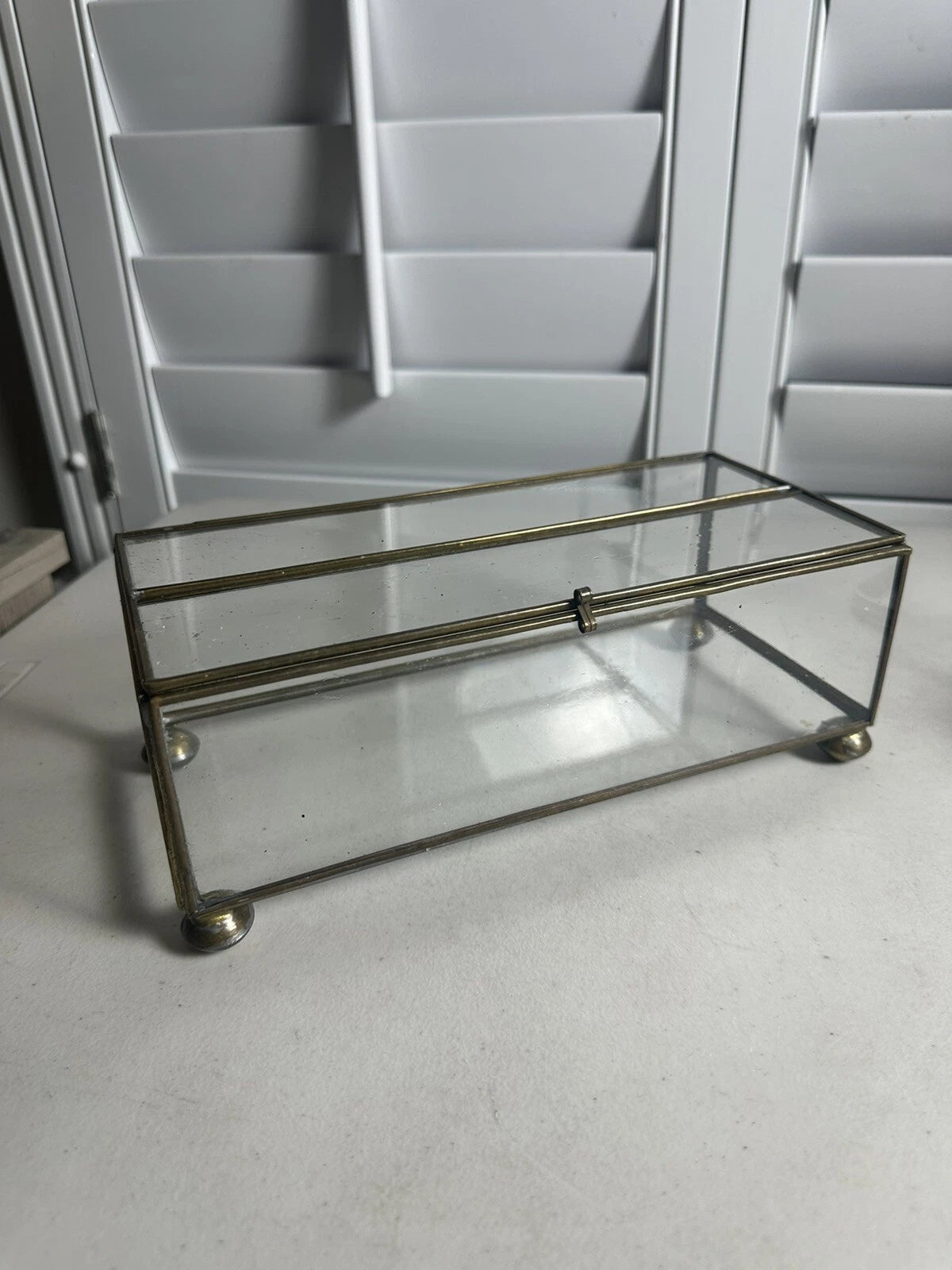 Vintage Old Brass & Glass Tissue Box, Rare | eBay