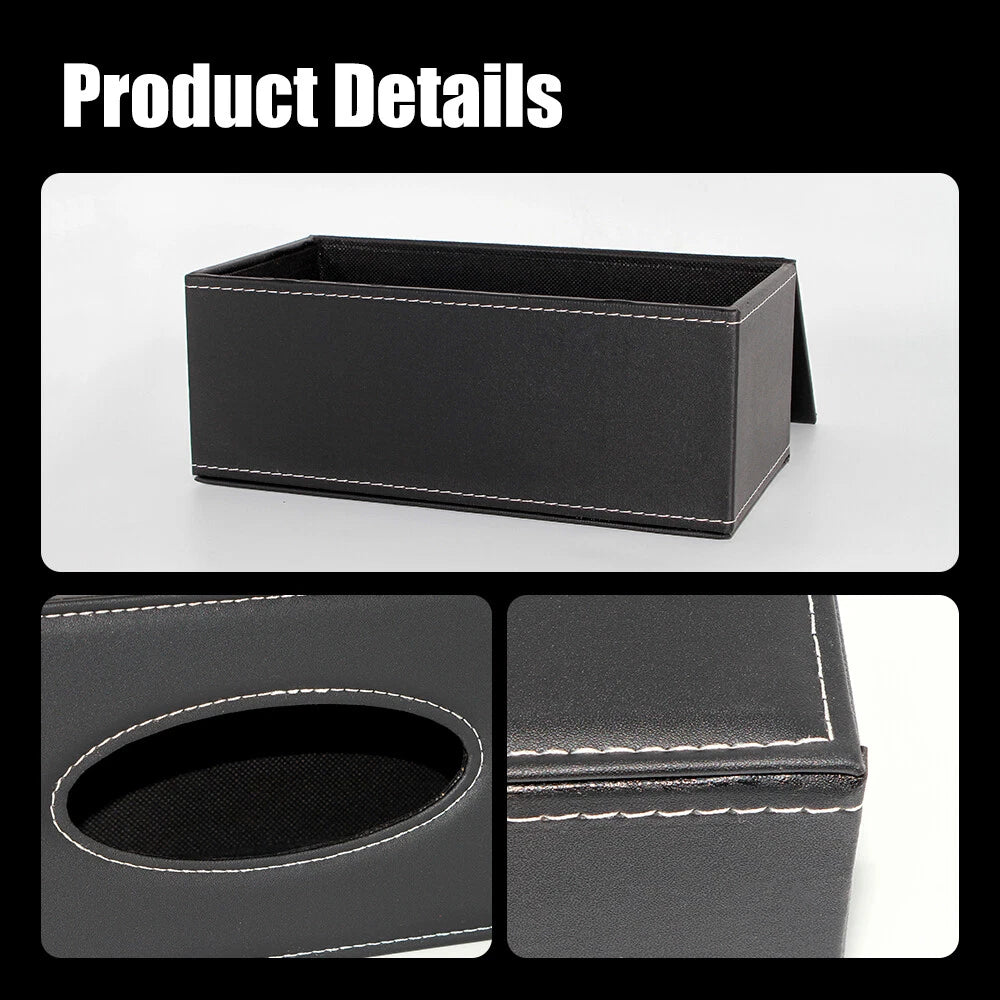 NEW Tissue Box Cover Case Holder For 3.1" Tall Tissue Boxes (Black) PU Leather | eBay