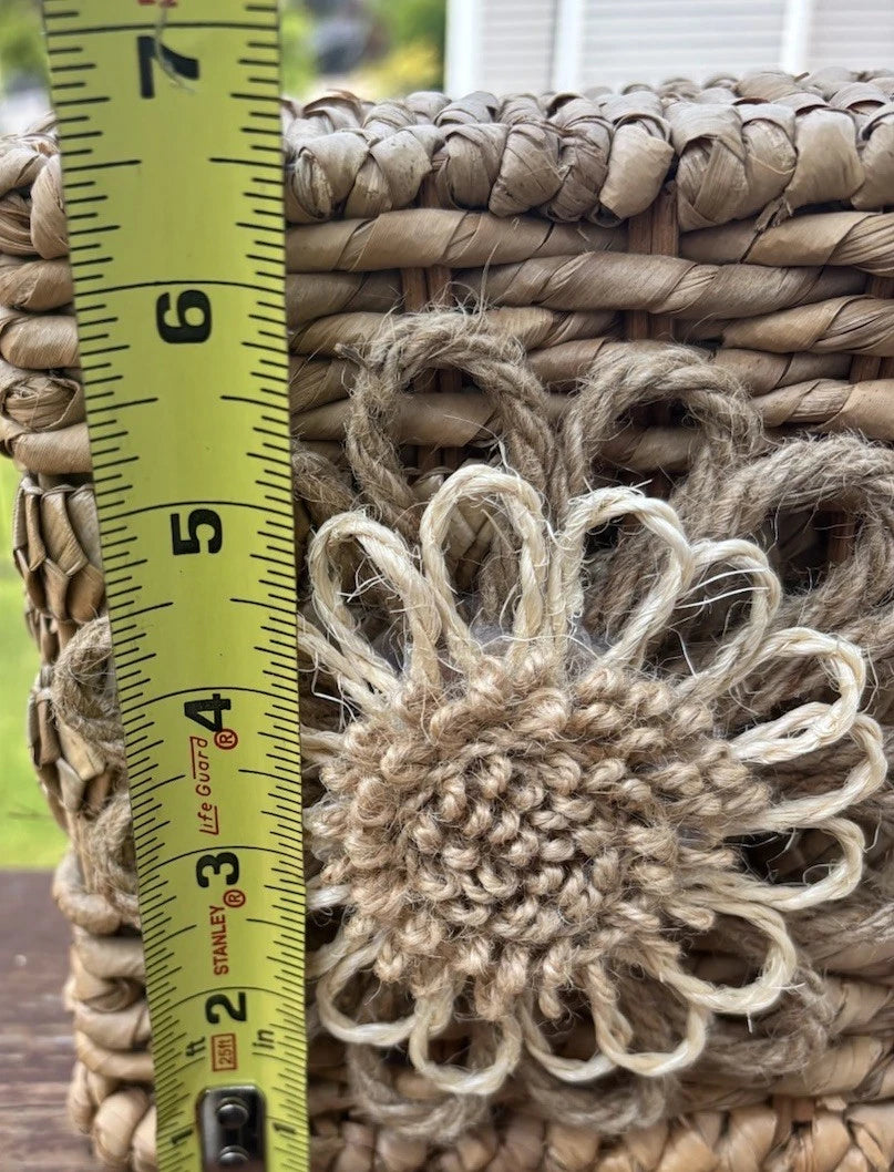 Vintage Rattan Wicker Jute Square Tissue Box Holder Flower Daisy Boho 6.5" X 6" | eBay