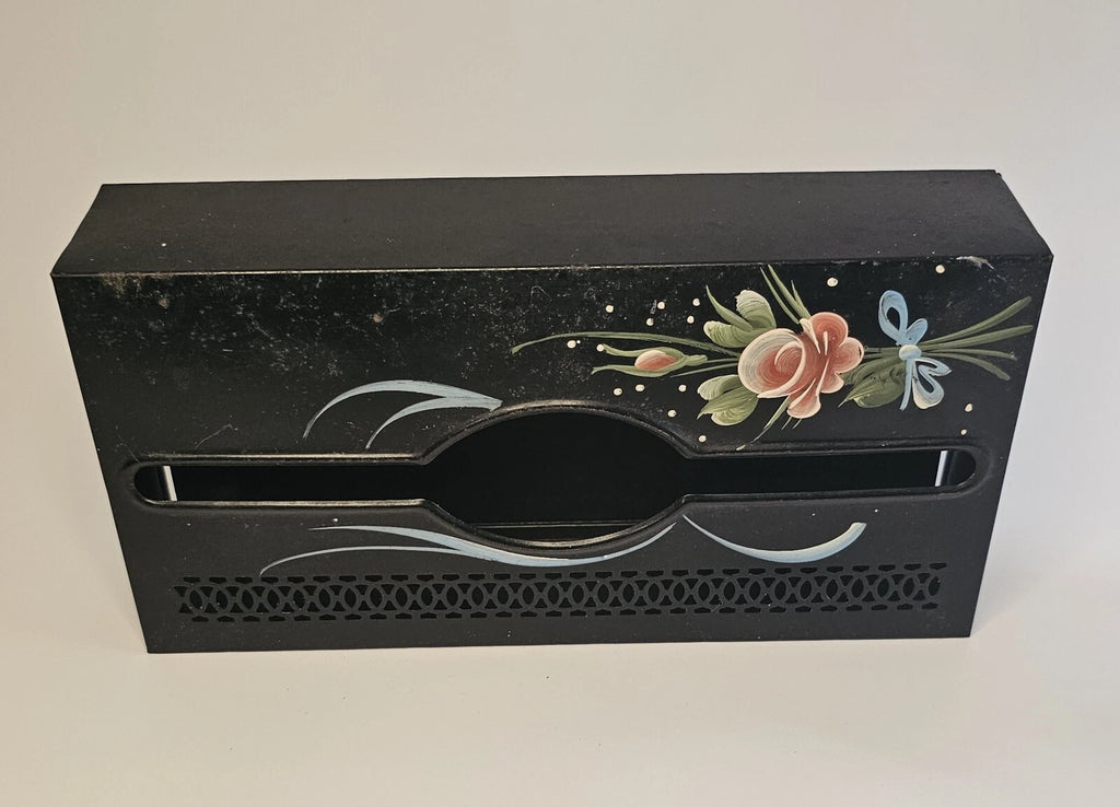 Vintage Black Toleware Metal Tissue Box Holder Shabby Chic Rectangular Hanging | eBay