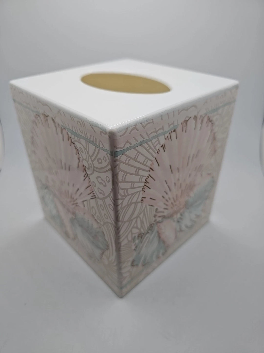 Vintage 80s JCPenney Pink Blue Seashell Acrylic Tissue Box Square | eBay