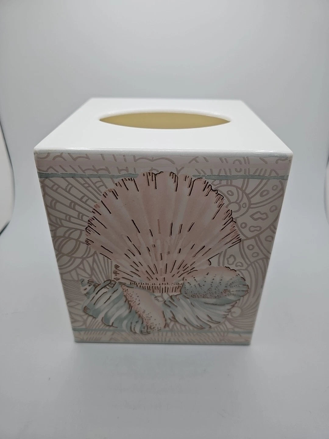 Vintage 80s JCPenney Pink Blue Seashell Acrylic Tissue Box Square | eBay