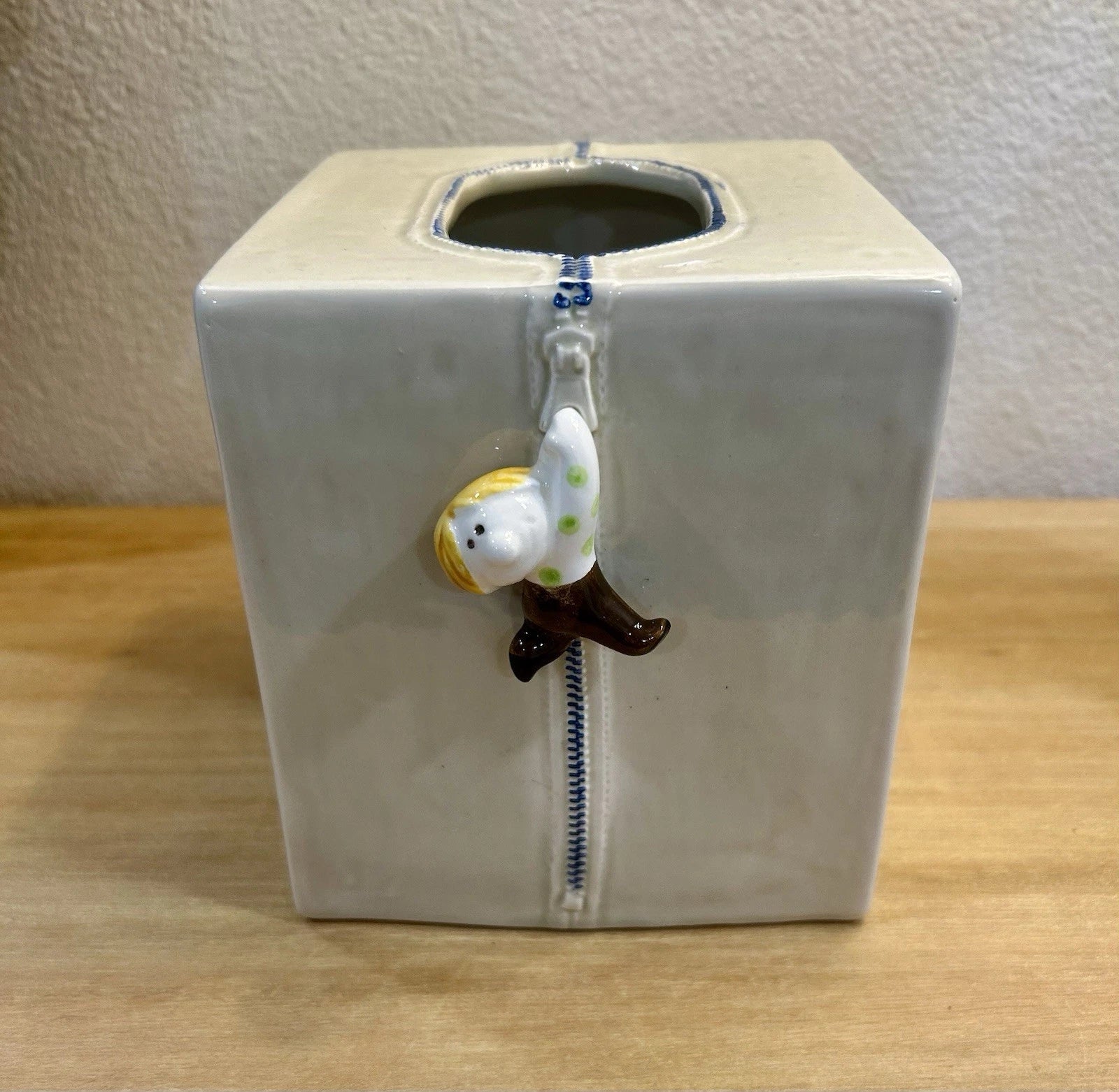 Fitz And Floyd Square Tissue Cover with Boy Hanging From Zipper | eBay
