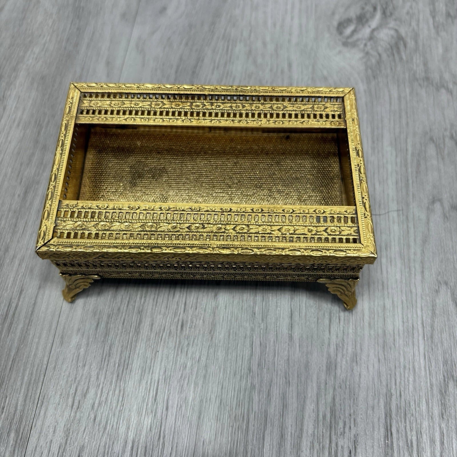 VTG Gold Ornate Tissue Box TRAVEL SIZE MINI Footed Hollywood Regency Countertop | eBay