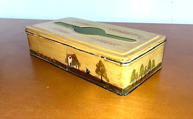 Vintage Metal Tissue Box Cover Hinged Tole Painted Wall Mount / Tabletop Signed | eBay