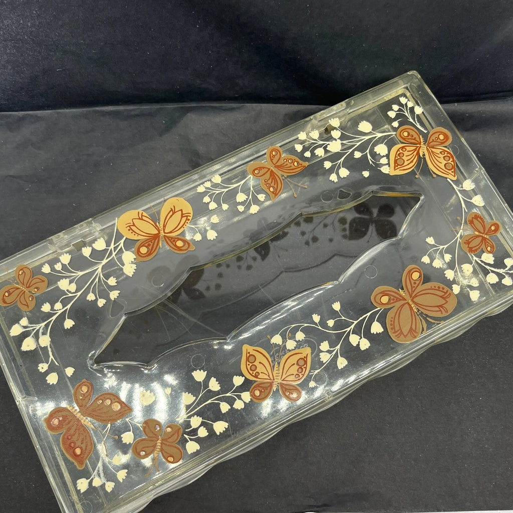 Vtg Acrylic Clear Tissue Box Cover Holder with Hinged Lid Butterflies Wolff | eBay