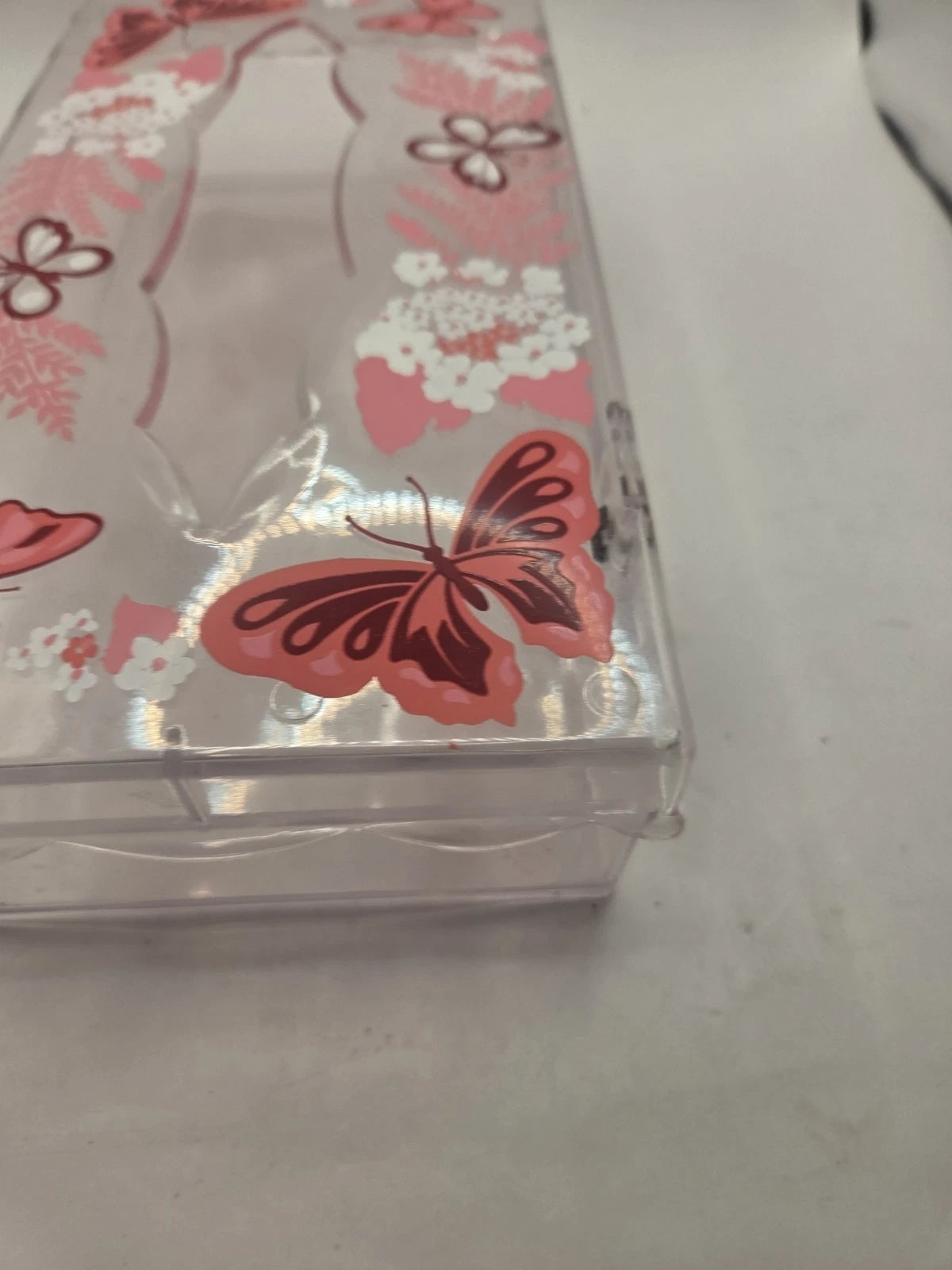 Vintage Wolff Clear Acrylic Pink Butterflies Scalloped Tissue Box Holder MCM | eBay