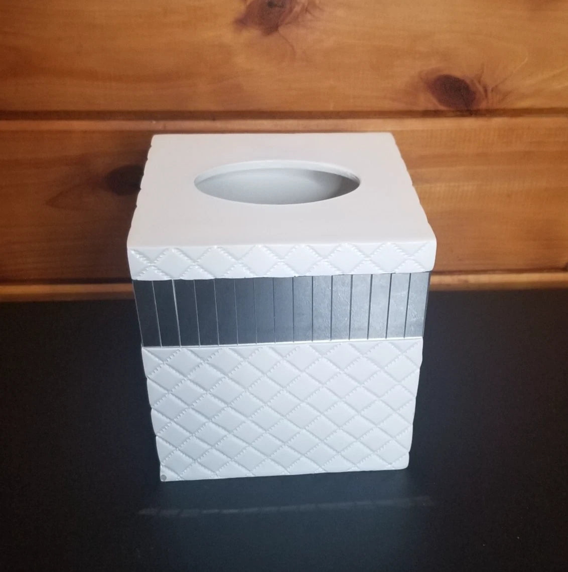 Creative Scents Square Mirrored White Tissue Box Holder Bathroom Decor | eBay