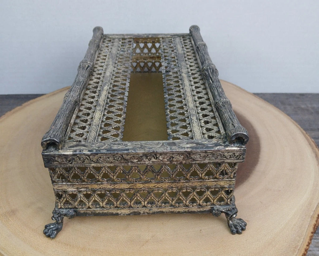Vintage Gold Tone Tissue Box w/Claw Feet (2 pc.) "READ" | eBay