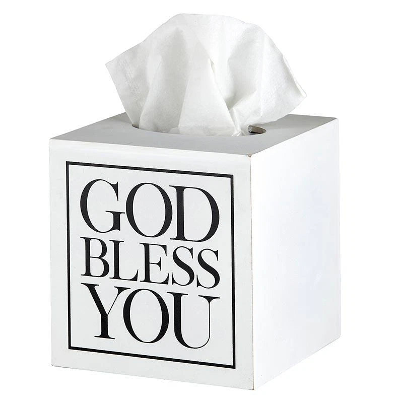 Square Tissue Box Cover White with Black Text Size 5.5in SQ x 5.75in H Pack of 2 | eBay